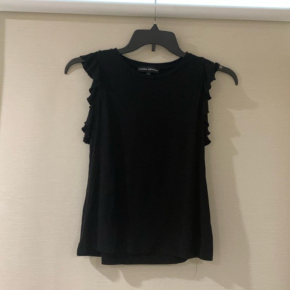 Black ruffle sleeve tank top. Size s